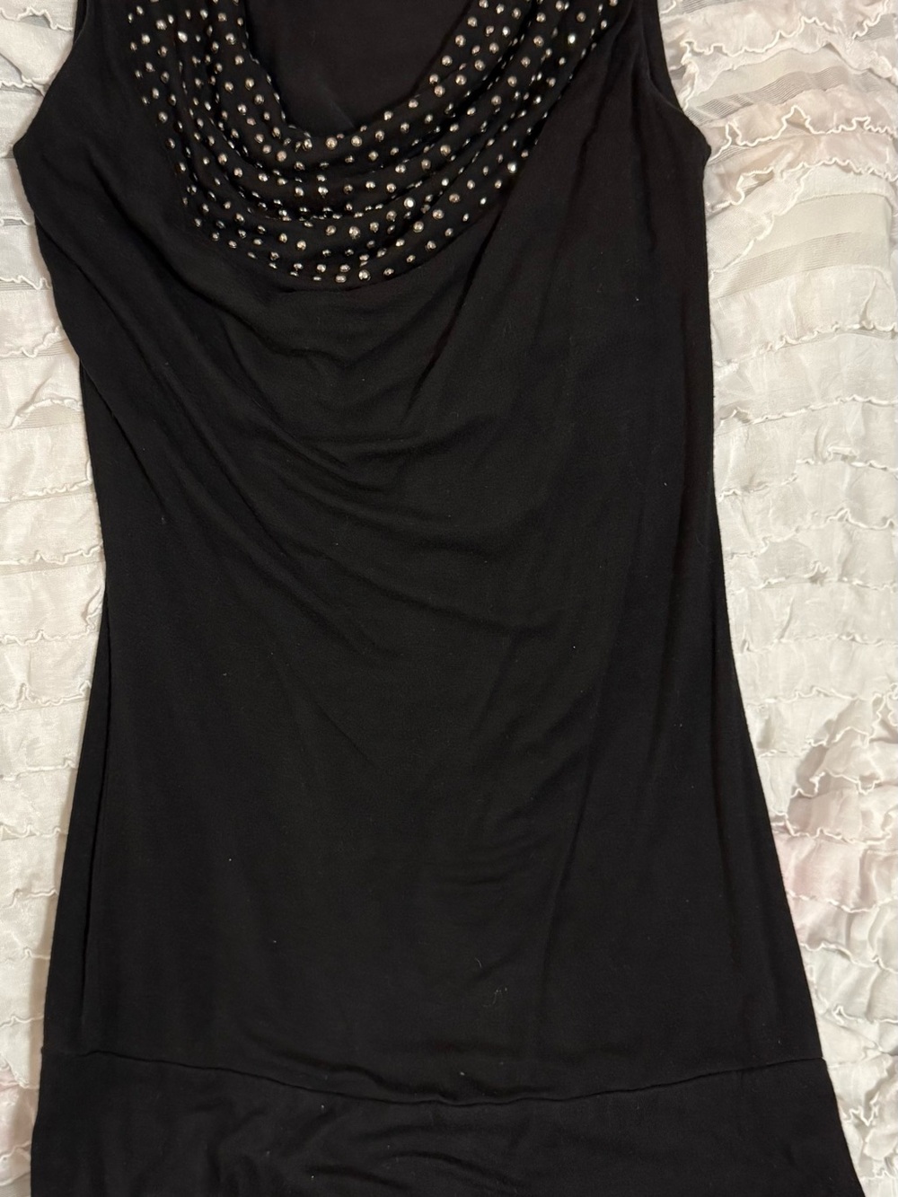 Black Studded Drape Neck Sleeveless Top - Brand: Xtaren with AEO jewelry set